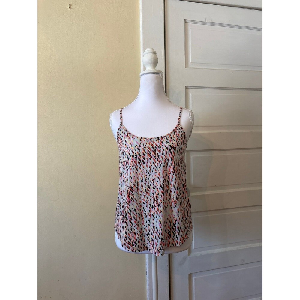 Tank top womens girls silky spaghetti strap adjustable layering multicolor artsy